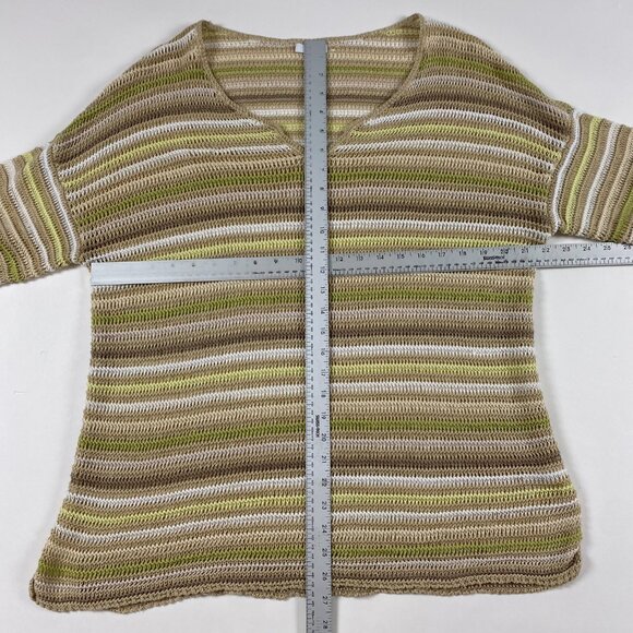 J Jill Linen Modal Crochet Knit Top Tunic Sweater Womens 1X Plus Size V Neck - Picture 6 of 11
